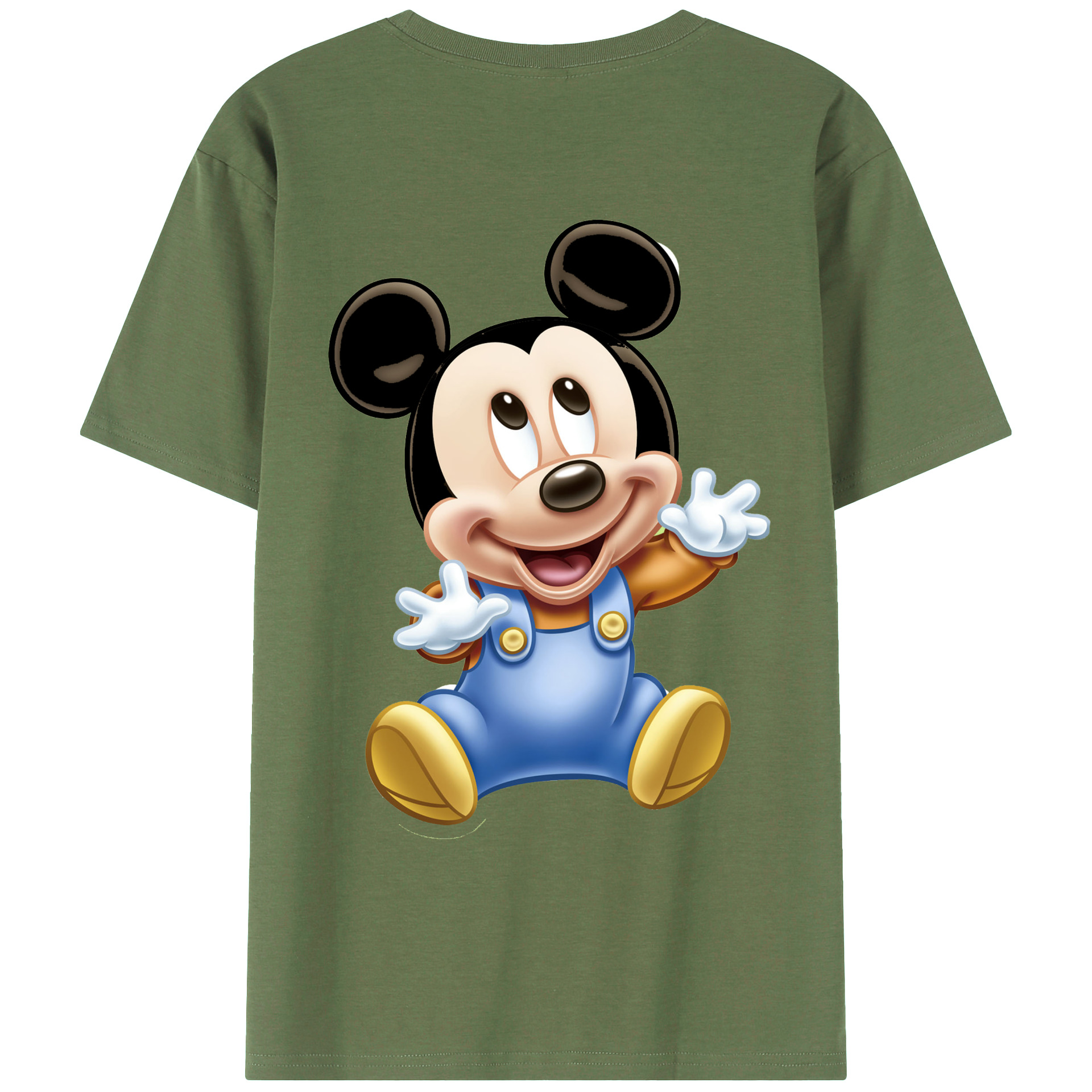 ミッキーマウス Mickey Mouse 綿100％ メンズ半袖Tシャツ（バックプリント） 通気性